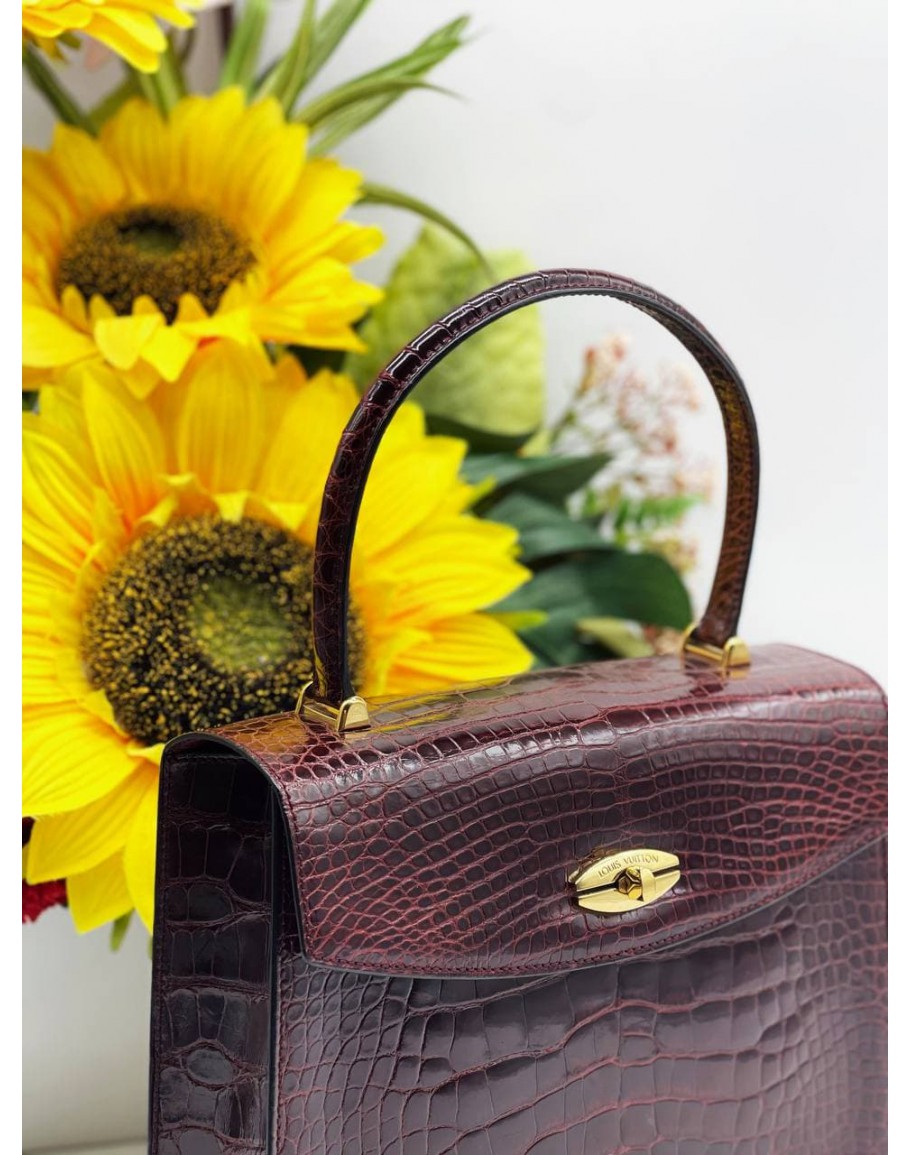 LOUIS VUITTON RARE CLASSIC CROCODILE LEATHER TOP HANDLE BAG