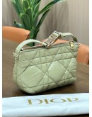 CHRISTIAN DIOR MACROCANNAGE DIOR TRAVEL NOMAD POUCH IN TEA GREEN & LIGHT GOLD HARDWARE 