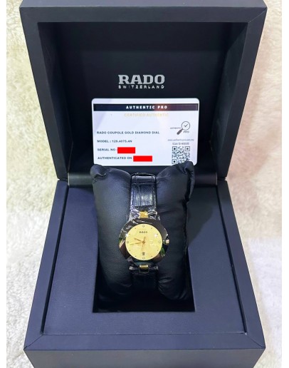 RADO COUPOLE DATE REF 129.4075.4N GOLD SAND DIAMOND DIAL 33MM QUARTZ WATCH 