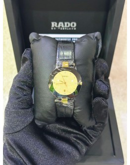 RADO COUPOLE DATE REF 129.4075.4N GOLD SAND DIAMOND DIAL 33MM QUARTZ WATCH 
