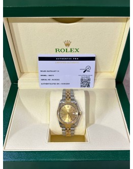 ROLEX DATEJUST 31 HALF 18K 750 YELLOW GOLD JUBILEE REF 68273 GOLD CHAMPAGNE DIAL 31MM AUTOMATIC WATCH 