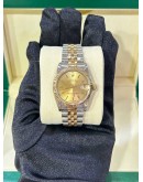 ROLEX DATEJUST 31 HALF 18K 750 YELLOW GOLD JUBILEE REF 68273 GOLD CHAMPAGNE DIAL 31MM AUTOMATIC WATCH 