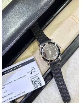 CHOPARD HAPPY SPORT 5 FLOATING DIAMONDS BLACK CERAMIC REF 8475 BLACK DIAL 36MM AUTOMATIC WATCH 