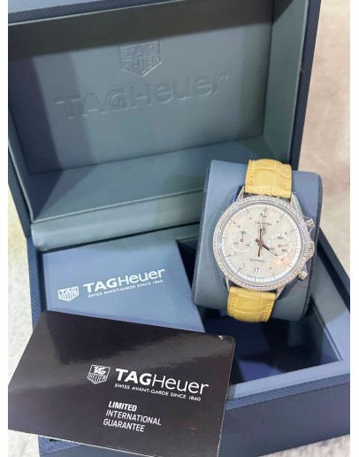 TAG HEUER CARRERA CALIBRE 17 CHRONOGRAPH DIAMOND REF CV2116 MOTHER OF PEARL DIAL 39MM AUTOMATION WATCH 
