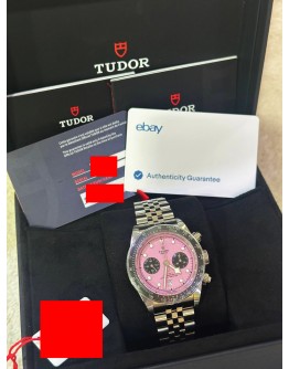 TUDOR BLACK BAY CHRONO REF 79360 PINK DIAL 41MM AUTOMATIC WATCH 