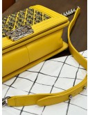 CHANEL MEDIUM LE-BOY BAG IN TWEED YELLOW LAMBSKIN LEATHER