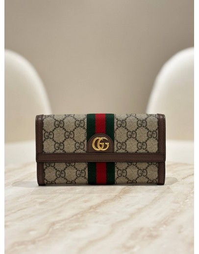 GUCCI OPHIDIA GG CONTINENTAL FLAP LONG WALLET