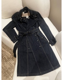  BURBERBERY BRIT "BRAMDALE" DENIM LONG TRENCH COAT
