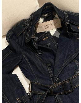  BURBERBERY BRIT "BRAMDALE" DENIM LONG TRENCH COAT