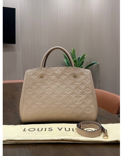 LOUIS VUITTON MM MONTAIGNE IN DUNE EMPREINTE MONOGRAM LEATHER 