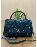 CHANEL COCO IN TWEED & MAROON LIZARD TOP HANDLE BAG