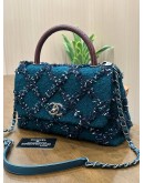 CHANEL COCO IN TWEED & MAROON LIZARD TOP HANDLE BAG
