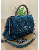 CHANEL COCO IN TWEED & MAROON LIZARD TOP HANDLE BAG