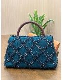 CHANEL COCO IN TWEED & MAROON LIZARD TOP HANDLE BAG