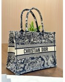CHRISTIAN DIOR MEDIUM BOOK TOTE BAG IN BLUE & ECRU TOILE DE JOUY REVERSE EMBROIDERY 