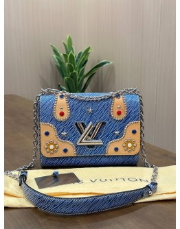 LOUIS VUITTON MM TWIST WITH STUDDED EPI DENIM LEATHER FEATURING COLOURFUL CABOCHON STONES