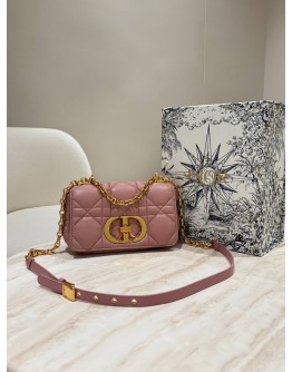  CHRISTIAN DIOR SMALL SOFT DIOR CARO BAG IN POWDER PINK MACROCANNAGE LAMBSKIN