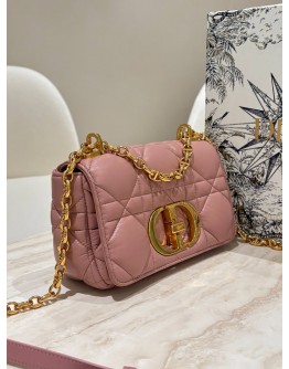  CHRISTIAN DIOR SMALL SOFT DIOR CARO BAG IN POWDER PINK MACROCANNAGE LAMBSKIN