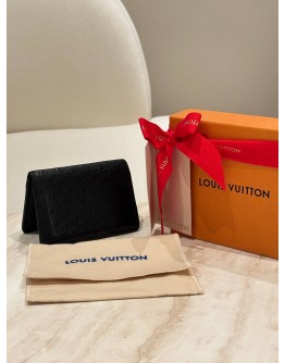 LOUIS VUITTON POCKET ORGANIZER IN BLACK OSTRICH LEATHER