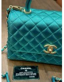 CHANEL COCO TOP HANDLE BAG IN METALLIC GREEN CAVIAR LEATHER WITH GOLD HARDWARE 