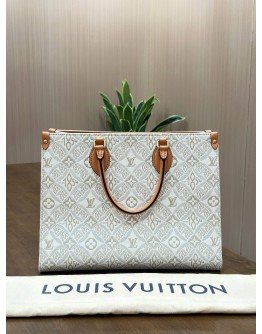 LOUIS VUITTON MM ONTHEGO TOTE BAG IN PALE ECRU " SINCE 1854 " JACQUARD CANVAS 