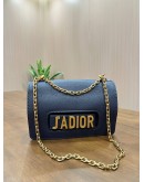 CHRISTIAN DIOR J’ADIOR CHAIN SHOULDER CROSSBODY BAG IN BLUE PEBBLED CALF LEATHER & GOLD HARDWARE 