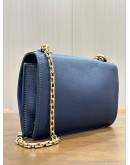 CHRISTIAN DIOR J’ADIOR CHAIN SHOULDER CROSSBODY BAG IN BLUE PEBBLED CALF LEATHER & GOLD HARDWARE 