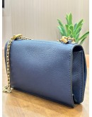 CHRISTIAN DIOR J’ADIOR CHAIN SHOULDER CROSSBODY BAG IN BLUE PEBBLED CALF LEATHER & GOLD HARDWARE 