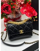 CHANEL DIAMANTE LAMBSKIN LEATHER FLAP BAG MICROCHIP 