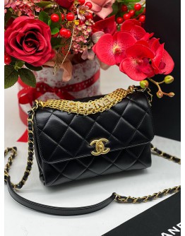 CHANEL DIAMANTE LAMBSKIN LEATHER FLAP BAG MICROCHIP 