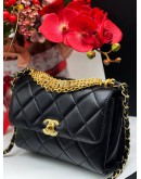 CHANEL DIAMANTE LAMBSKIN LEATHER FLAP BAG MICROCHIP 