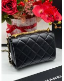 CHANEL DIAMANTE LAMBSKIN LEATHER FLAP BAG MICROCHIP 