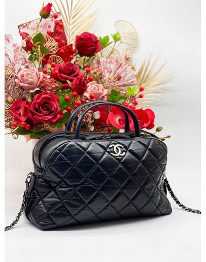 CHANEL CC TOP HANDLE AGED CALFSKIN LEATHER BAG 