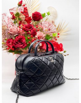 CHANEL CC TOP HANDLE AGED CALFSKIN LEATHER BAG 