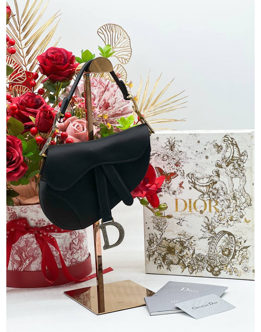 Christian Dior Crystal-Embellished Satin Mini Saddle Bag