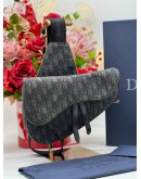 CHRISTIAN DIOR BLACK OBLIQUE JACQUARD SADDLE BAG -FULL SET-