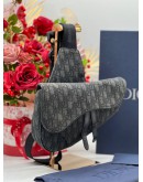 CHRISTIAN DIOR BLACK OBLIQUE JACQUARD SADDLE BAG -FULL SET-