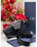 CHRISTIAN DIOR BLACK OBLIQUE JACQUARD SADDLE BAG -FULL SET-