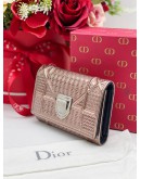 CHRISTIAN DIOR DIORAMA METALLIC PATENT LEATHER TRI-FOLD WALLET