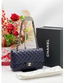 CHANEL MICROCHIP CLASSIC MEDIUM DOUBLE FLAP CAVIAR LEATHER BAG 