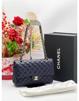 CHANEL MICROCHIP CLASSIC MEDIUM DOUBLE FLAP CAVIAR LEATHER BAG 