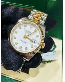 ROLEX OYSTER PERPETUAL DATEJUST ARCTIC SNOWFLAKE WHITE DIAMOND GOLD 18K HALF GOLD 36MM AUTOMATIC WATCH