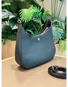 TORY BURCH EMERSON SHOULDER AND CROSSBODY BAG IN BLACK LEATHER