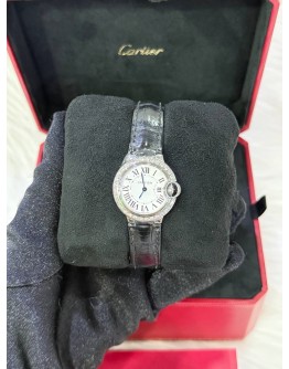 2017 CARTIER BALLON BLEU DIAMONDS REF 3009 WHITE ROMAN NUMERAL DIALS 28MM QUARTZ WATCH