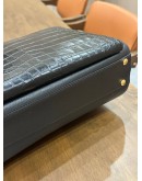 VERSACE MEDUSA TOTE BAG IN BLACK GRAINED CALF LEATHER WITH EMBOSSED CROCO LEATHER 