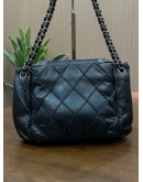 CHANEL DIAMOND STITCH CC ACCORDION BAG IN DARK BLUE BLACK & SILVER HARDWARE 