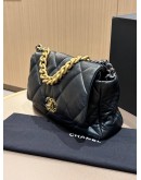 CHANEL 19 FLAP SHOULDER BAG IN BLACK LAMBSKIN LEATHER