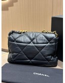 CHANEL 19 FLAP SHOULDER BAG IN BLACK LAMBSKIN LEATHER