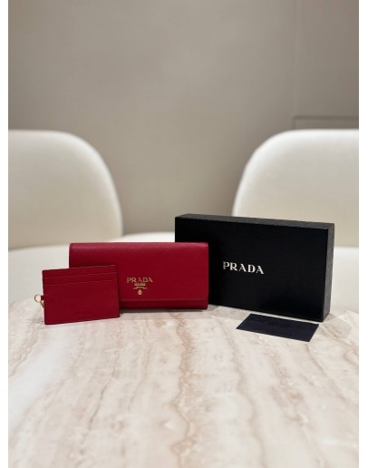 PRADA SAFFIANO LEATHER WALLET IN FIERY RED
