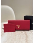 PRADA SAFFIANO LEATHER WALLET IN FIERY RED